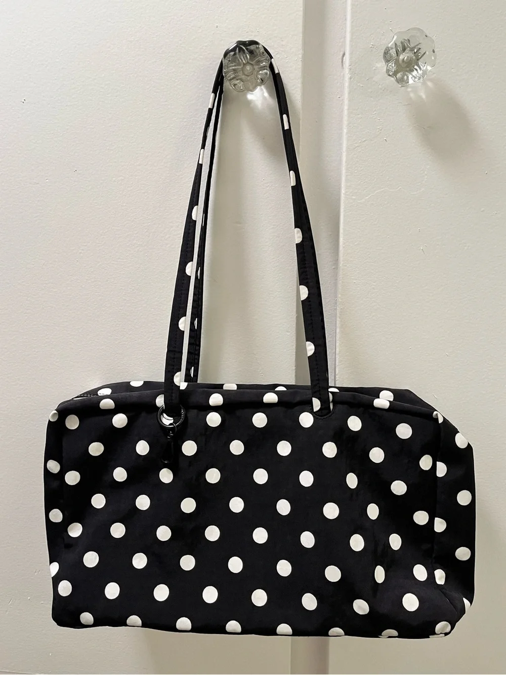 UO Exclusive Baggu Medium Bowler Bag B&W Polka Dots